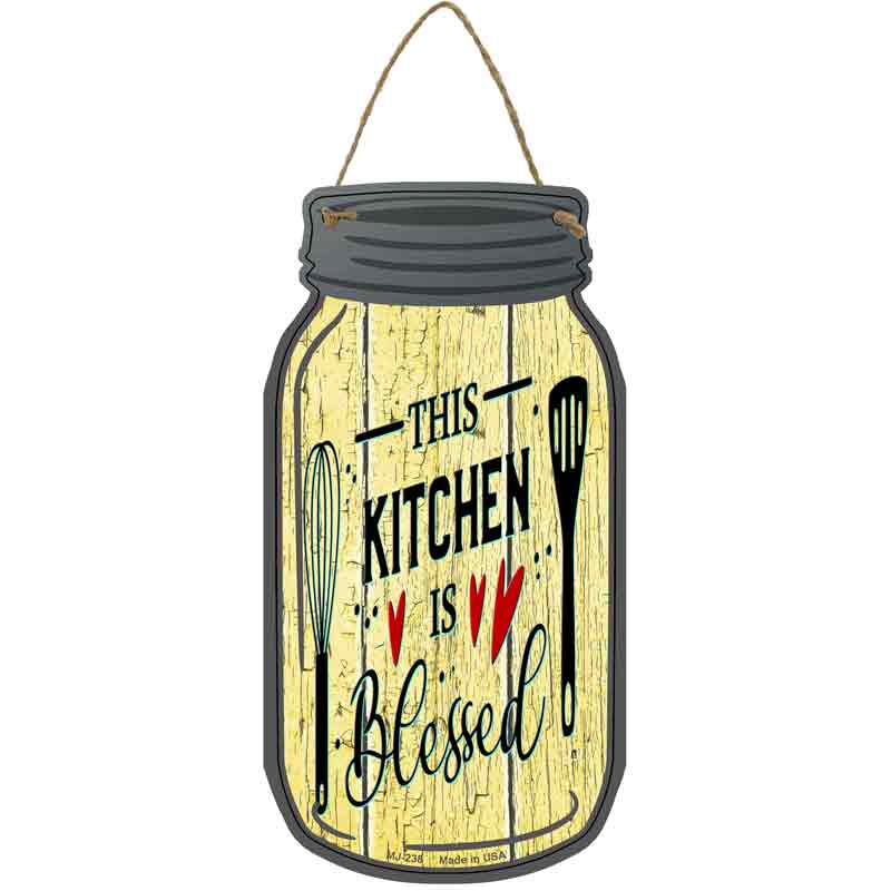 Kitchen Blessed Yellow Wholesale Novelty Metal Mason Jar SIGN