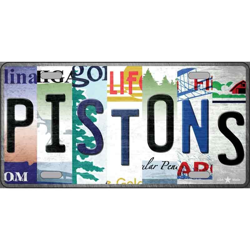 Pistons Strip Art Wholesale Novelty Metal License Plate Tag