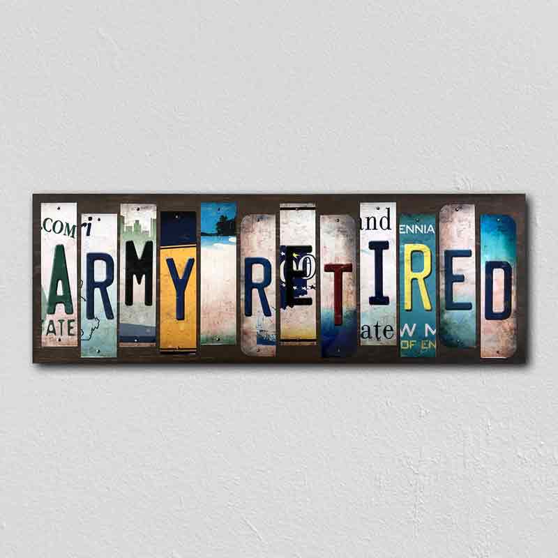 Army Retired Wholesale Novelty License Plate Strips Wood SIGN