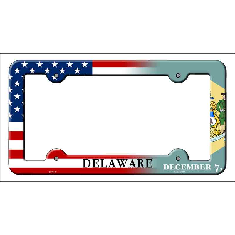 Delaware|American Flag Wholesale Novelty Metal License Plate FRAME