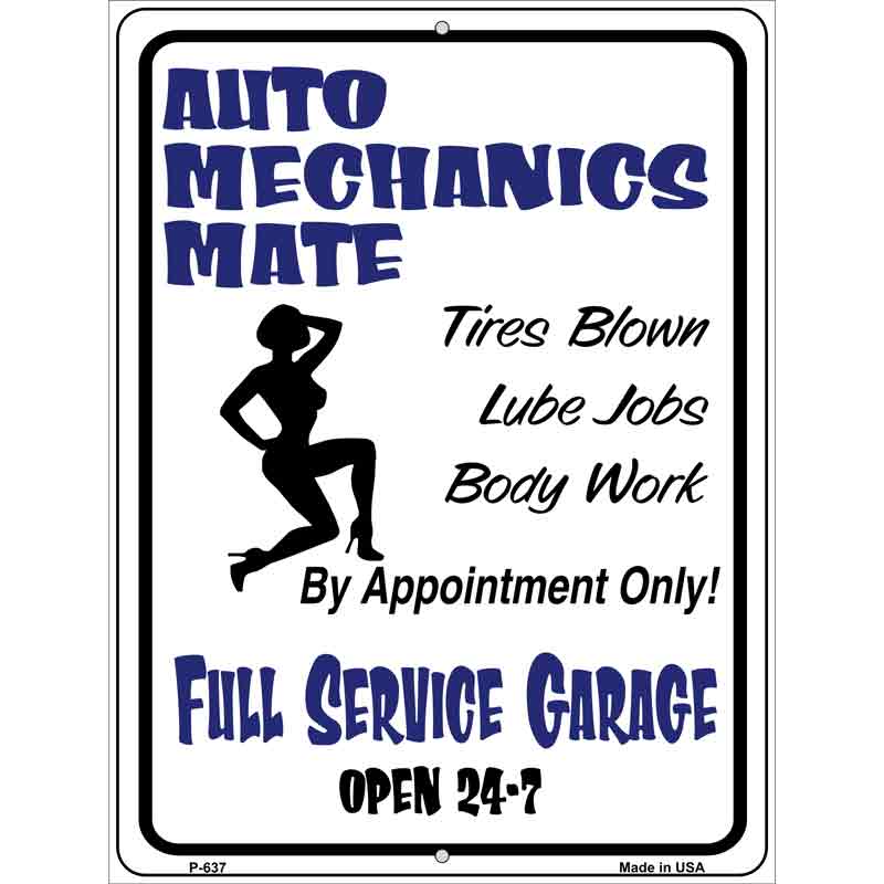 Auto Mechanics Mate Wholesale Metal Novelty Parking SIGN