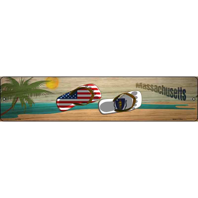 Massachusetts and US FLAG Wholesale Novelty Small Metal Street Sign