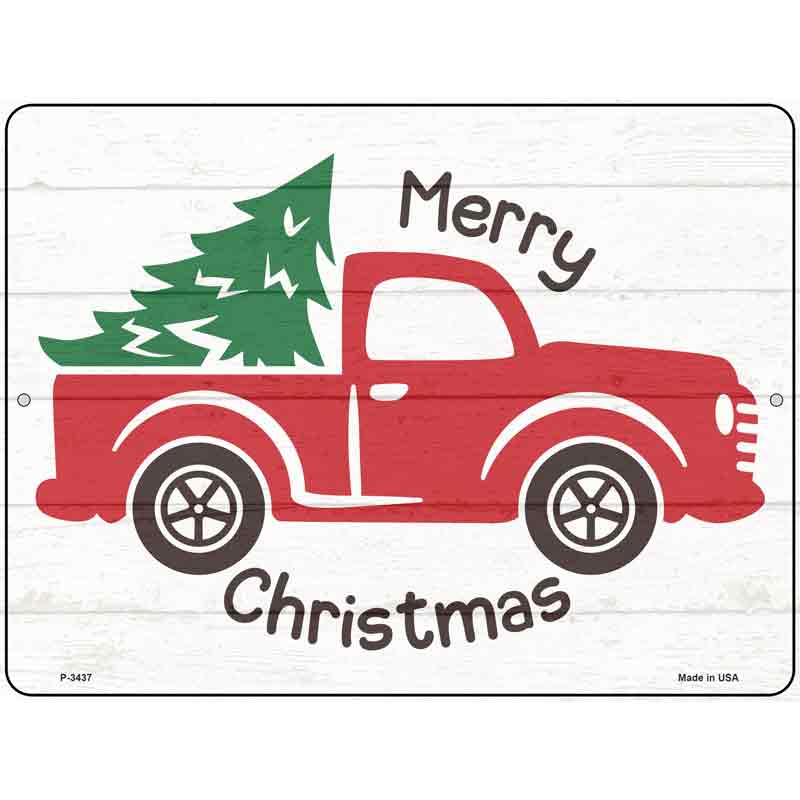 Merry CHRISTMAS Hauling Tree Wholesale Novelty Metal Parking Sign