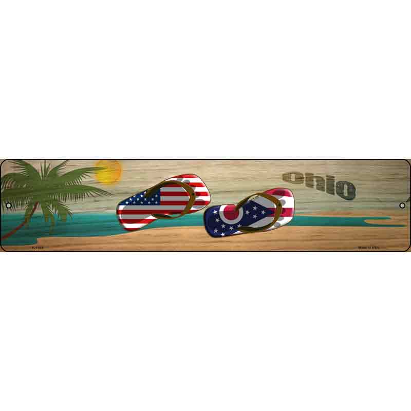 Ohio FLAG and US FLAG Wholesale Novelty Small Metal Street Sign