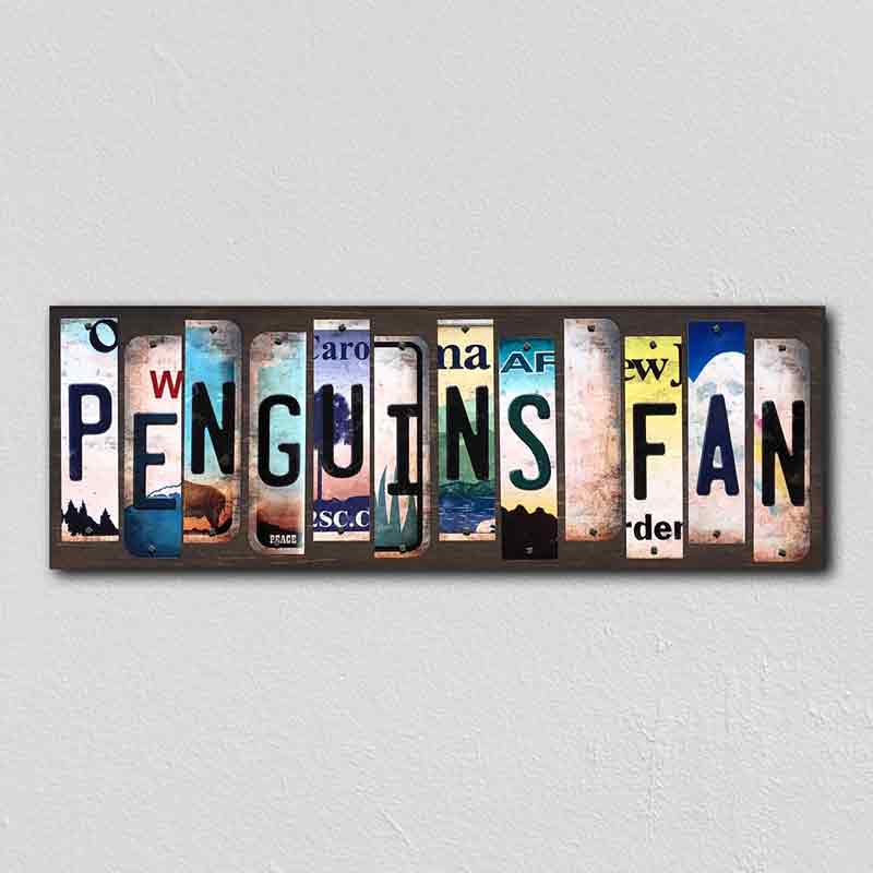 Penguins Fan Wholesale Novelty License Plate Strips Wood Sign
