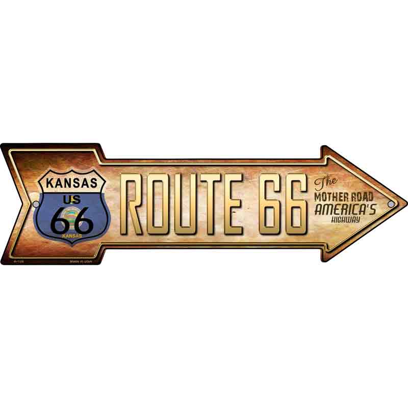 Route 66 Kansas FLAG Wholesale Novelty Metal Arrow Sign