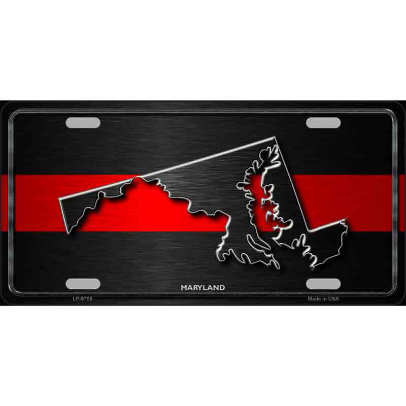 Maryland Thin Red Line Wholesale Metal Novelty LICENSE PLATE