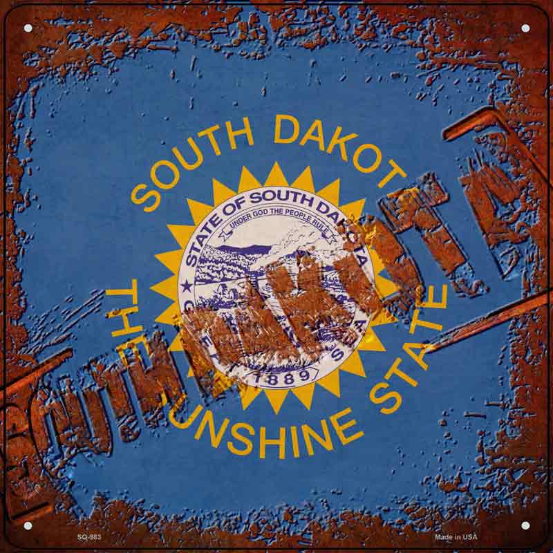 South Dakota Rusty Stamped Wholesale Novelty Metal Square SIGN
