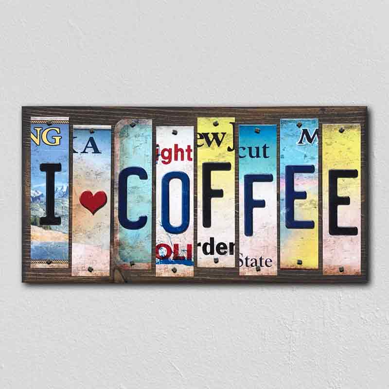 I Love COFFEE Wholesale Novelty License Plate Strips Wood Sign