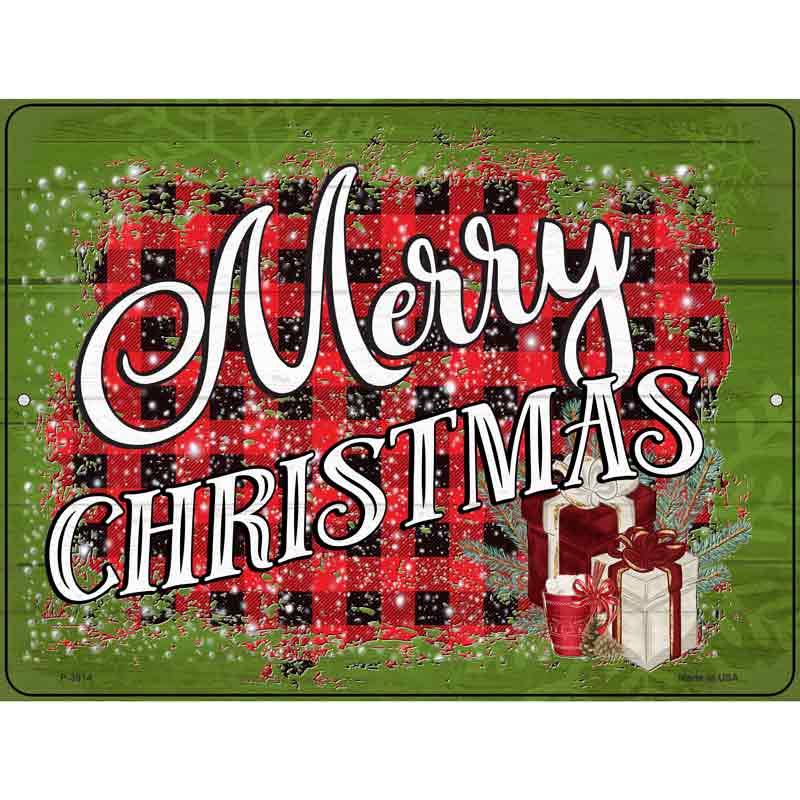 Merry CHRISTMAS Plaid Wholesale Novelty Metal Parking Sign