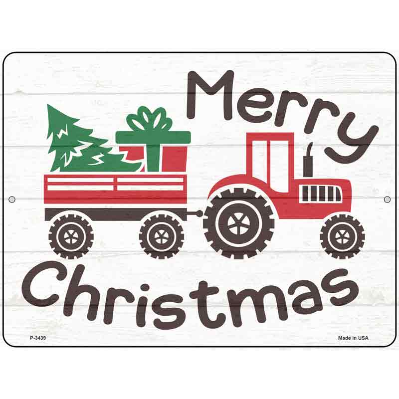 Merry CHRISTMAS Tractor  Wholesale Novelty Metal Parking Sign