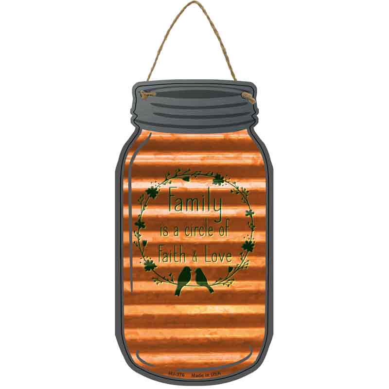 Family Circle Corrugated Orange Wholesale Novelty Metal Mason Jar SIGN