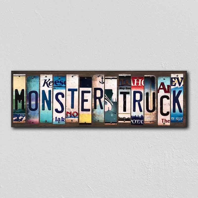 Monster Truck Wholesale Novelty License Plate Strips Wood Sign