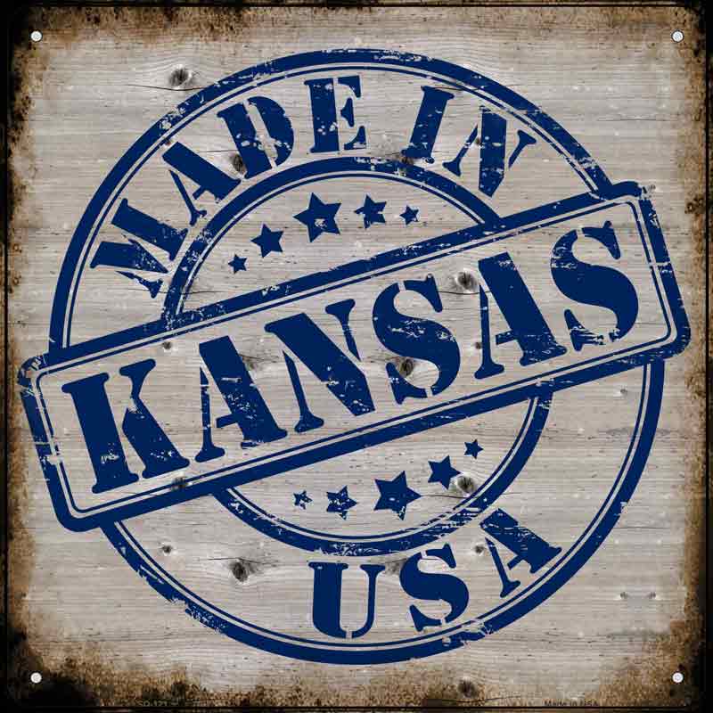 Kansas Stamp On Wood Wholesale Novelty Metal Square SIGN
