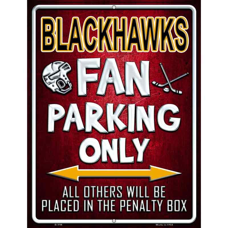 Black Hawks Wholesale Metal Novelty Parking Sign