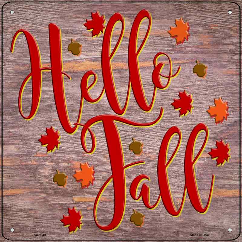 Hello Fall Purple Wholesale Novelty Metal Square Sign