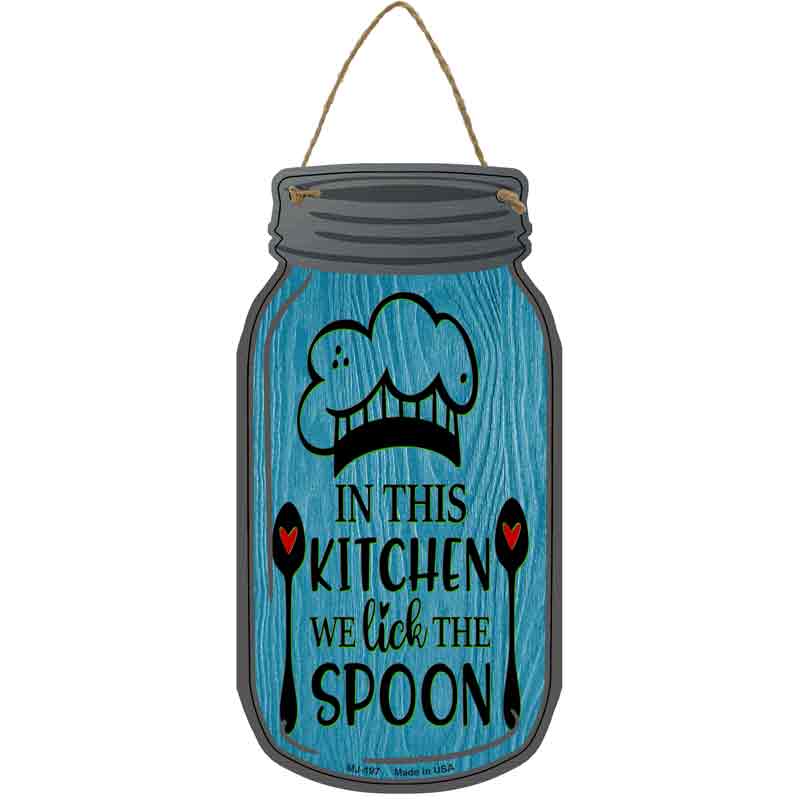 Lick The Spoon Blue Wholesale Novelty Metal Mason Jar SIGN