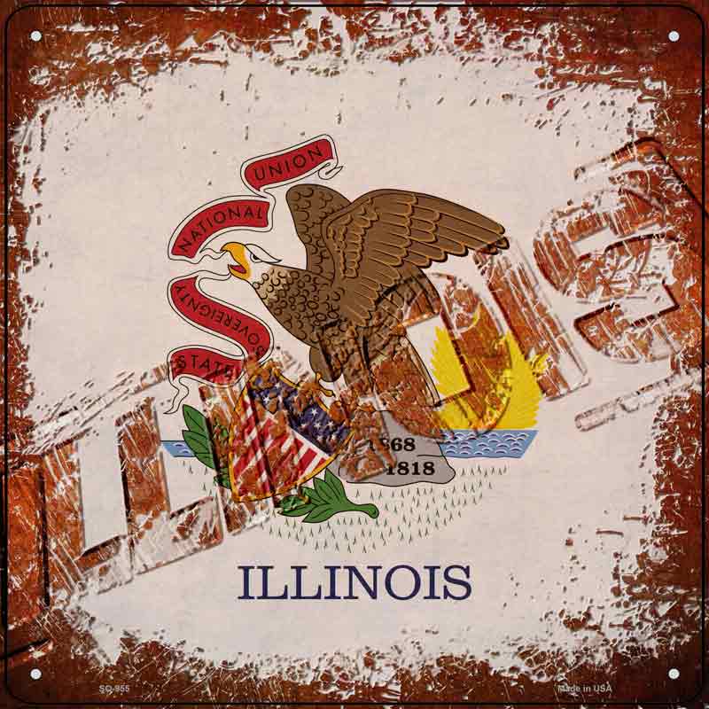 Illinois Rusty Stamped Wholesale Novelty Metal Square SIGN