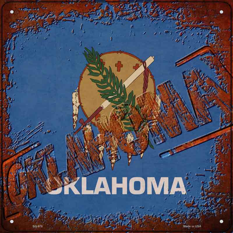 Oklahoma Rusty Stamped Wholesale Novelty Metal Square SIGN