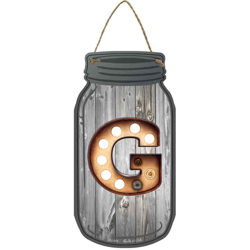 G Bulb Lettering Wholesale Novelty Metal Mason Jar SIGN