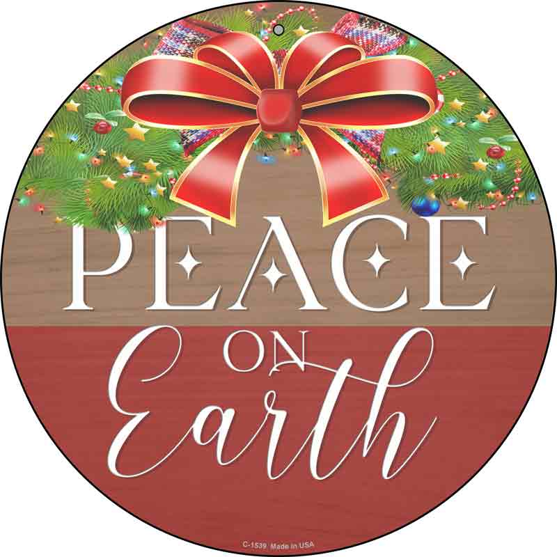 Peace On Earth Bow Wreath Wholesale Novelty Metal Circle Sign