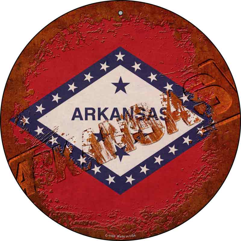 Arkansas Rusty Stamped Wholesale Novelty Metal Circular SIGN