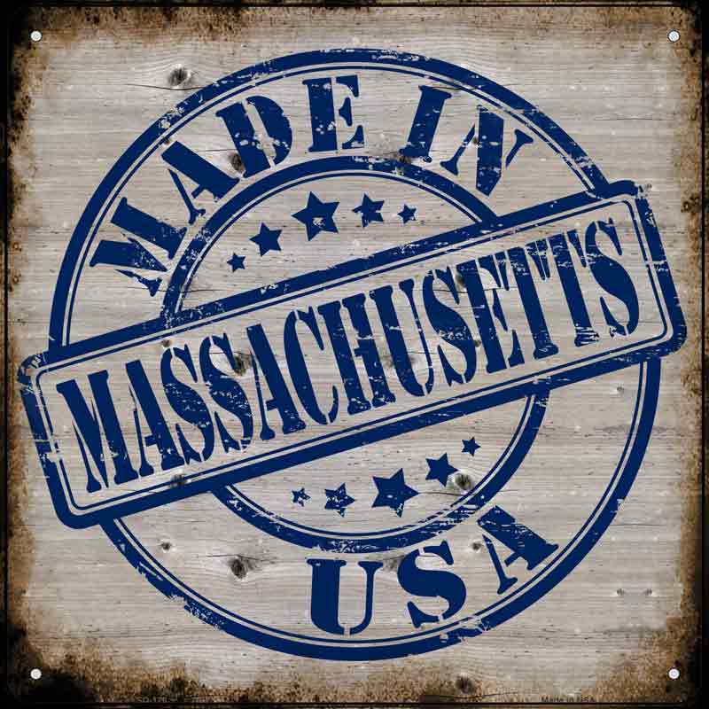 Massachusetts Stamp On Wood Wholesale Novelty Metal Square SIGN