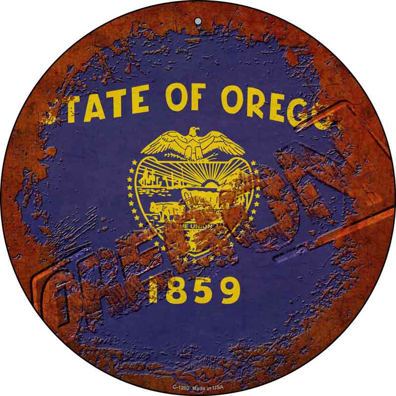 Oregon Rusty Stamped Wholesale Novelty Metal Circular SIGN