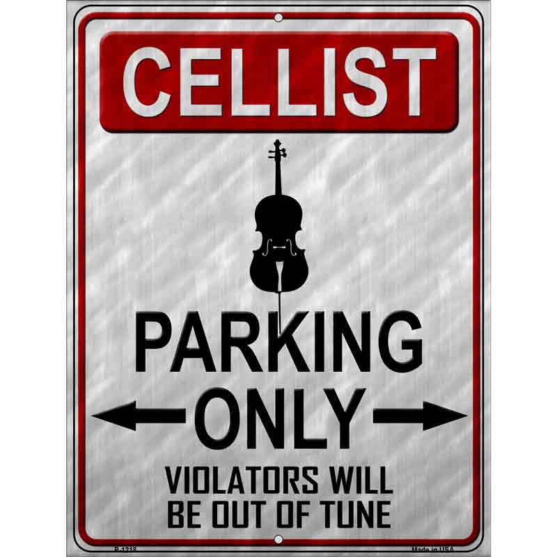 Cellist Parking Wholesale Metal Novelty Parking Sign