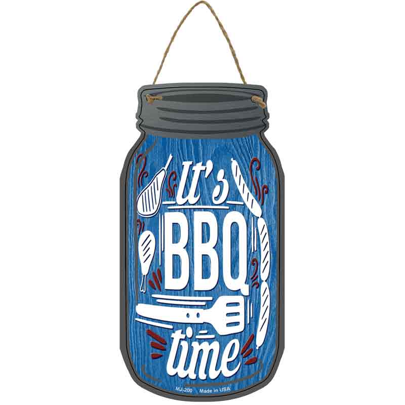 BBQ Time Blue Wholesale Novelty Metal Mason Jar SIGN
