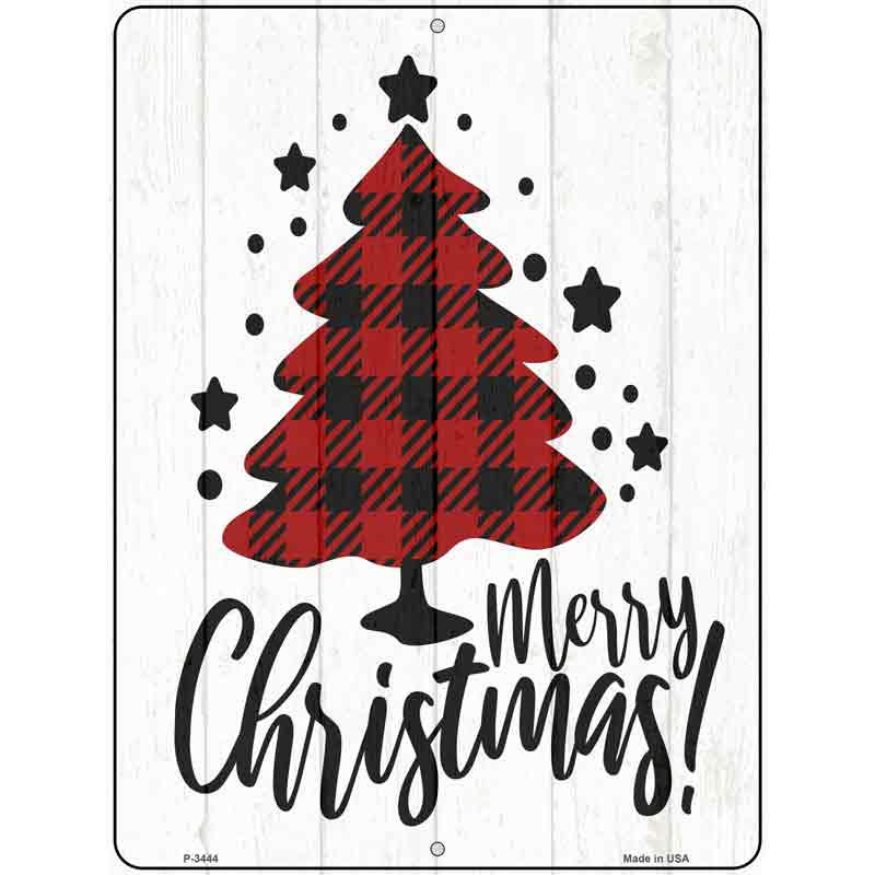 Merry CHRISTMAS Plaid Tree Wholesale Novelty Metal Parking Sign