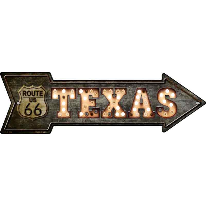 Texas ROUTE 66 Bulb Letters Wholesale Novelty Metal Arrow Sign