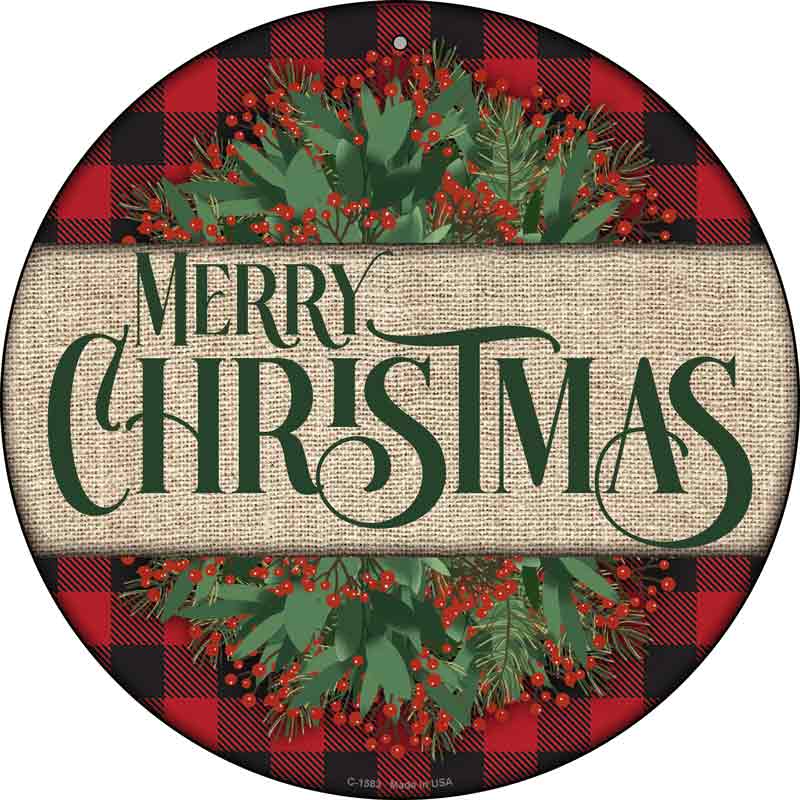 Merry CHRISTMAS Red Wholesale Novelty Metal Circle Sign