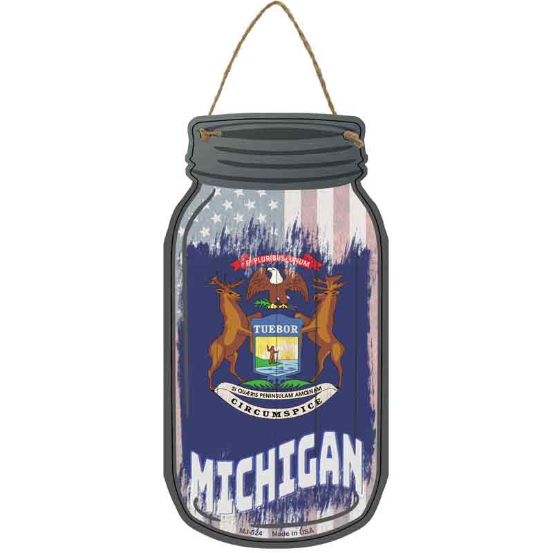 Michigan | USA FLAG Wholesale Novelty Metal Mason Jar Sign
