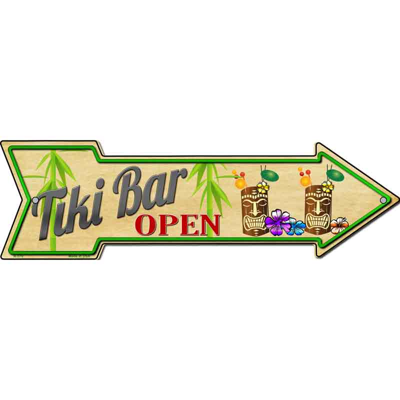 Tiki Bar Open Wholesale Metal Novelty Arrow SIGN