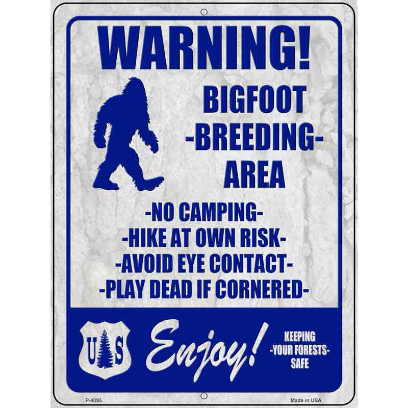 Warning Bigfoot Breading Area Wholesale Novelty Metal Parking SIGN