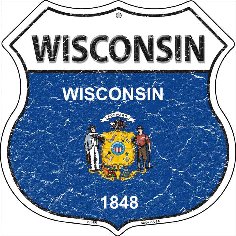 Wisconsin State FLAG Highway Shield Wholesale Metal Sign