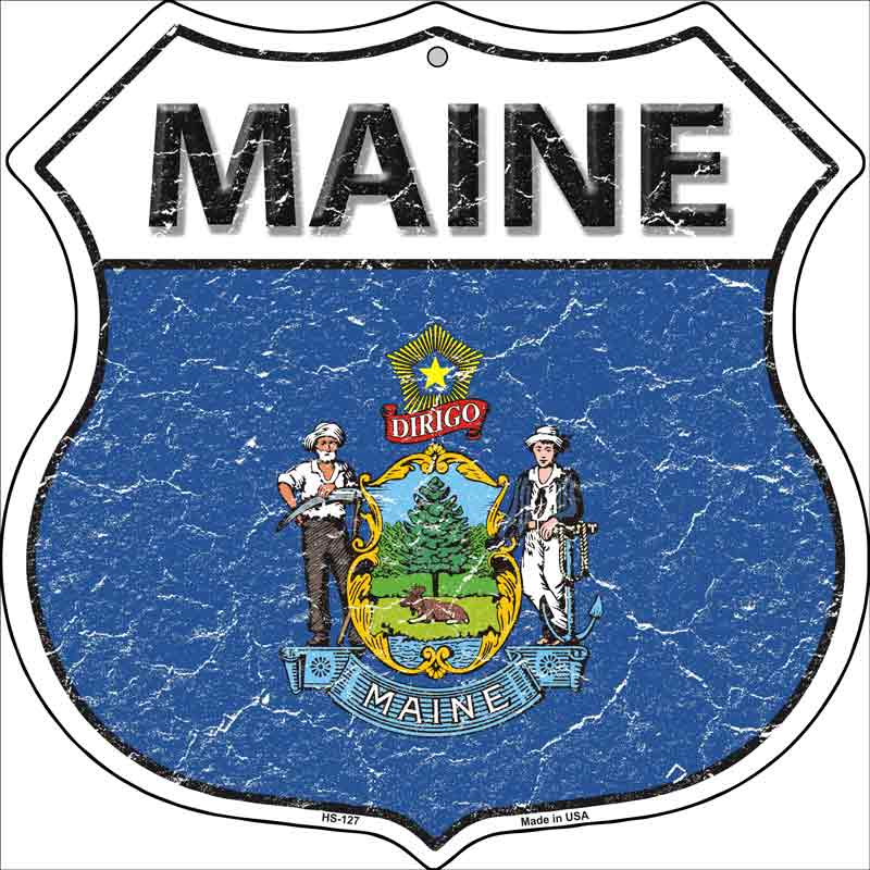 Maine State FLAG Highway Shield Wholesale Metal Sign