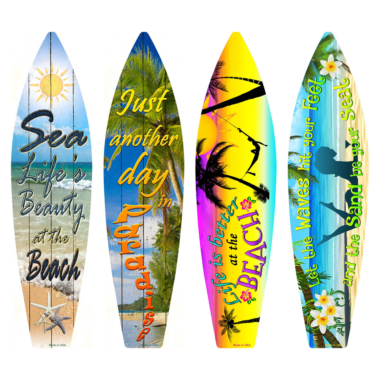 Beach Paradise Surfboard Set Wholesale Novelty Metal Set of 4 SB-Pack-05