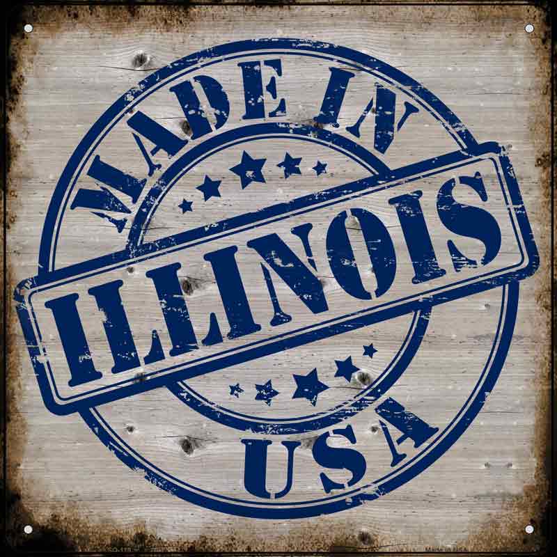 Illinois Stamp On Wood Wholesale Novelty Metal Square SIGN