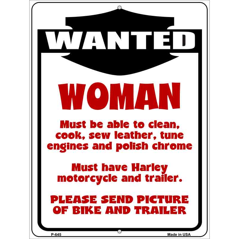 Woman Wanted Wholesale Metal Novelty Parking SIGN P-645