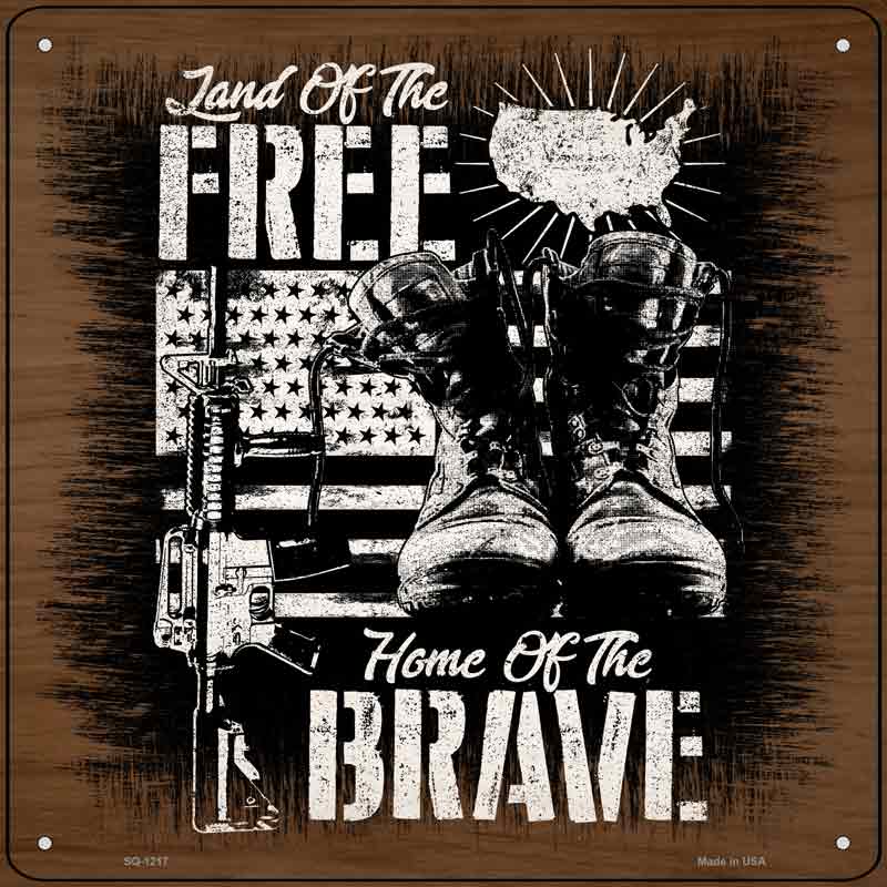 Land of Free Home of Brave Wholesale Novelty Metal Square Sign
