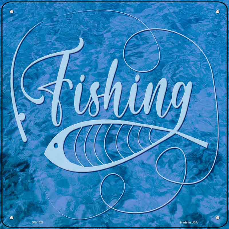 FISHING With Pole And Fish Wholesale Novelty Metal Square Sign
