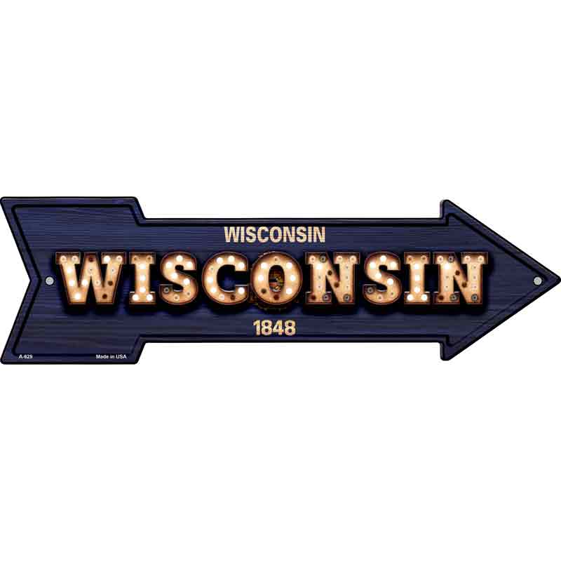 Wisconsin Bulb Lettering With State FLAG Wholesale Novelty Arrows