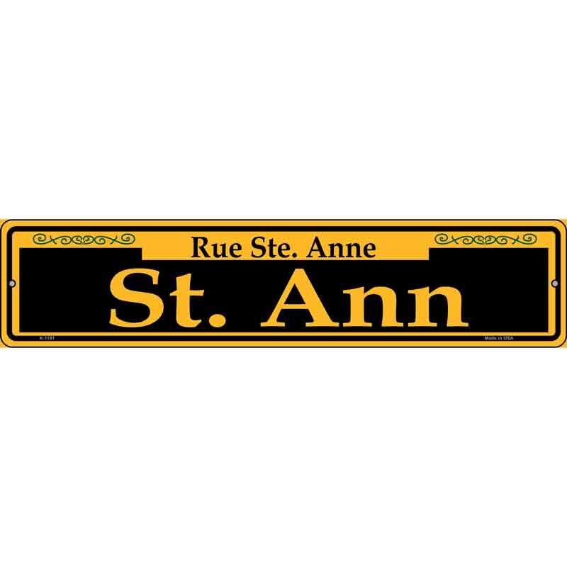 St. Ann Yellow Wholesale Novelty Small Metal Street Sign