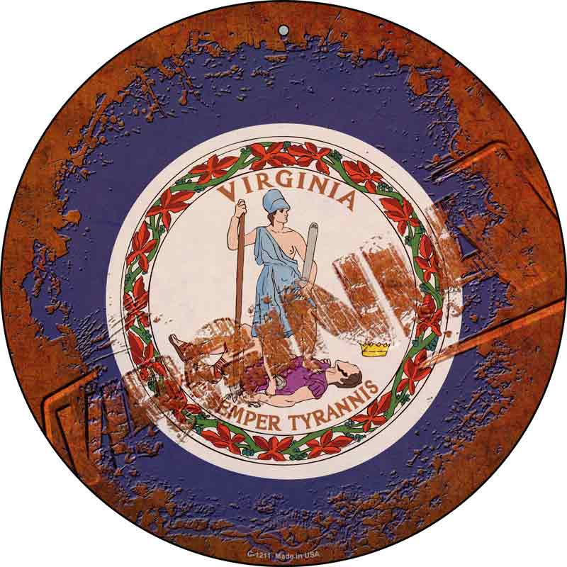 Virginia Rusty Stamped Wholesale Novelty Metal Circular SIGN