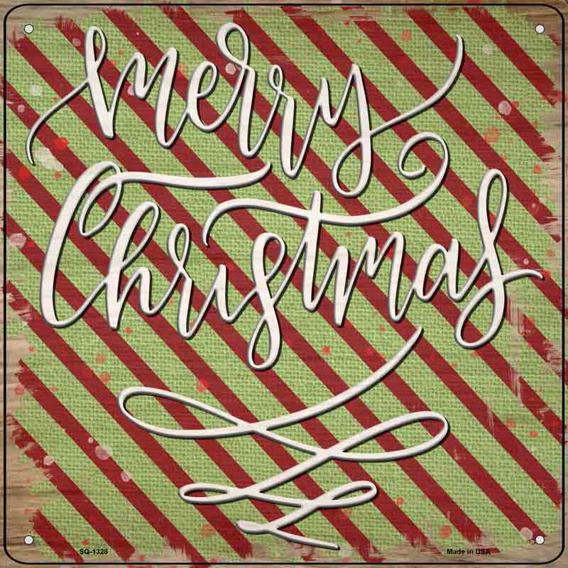 Merry CHRISTMAS Red and Green Wholesale Novelty Metal Square Sign