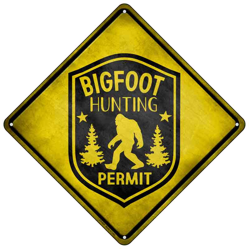 Bigfoot Hunting Permit Wholesale Novelty Metal Crossing Sign