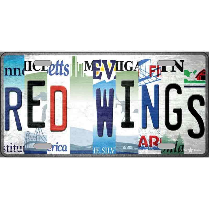 Red Wings Strip Art Wholesale Novelty Metal License Plate Tag