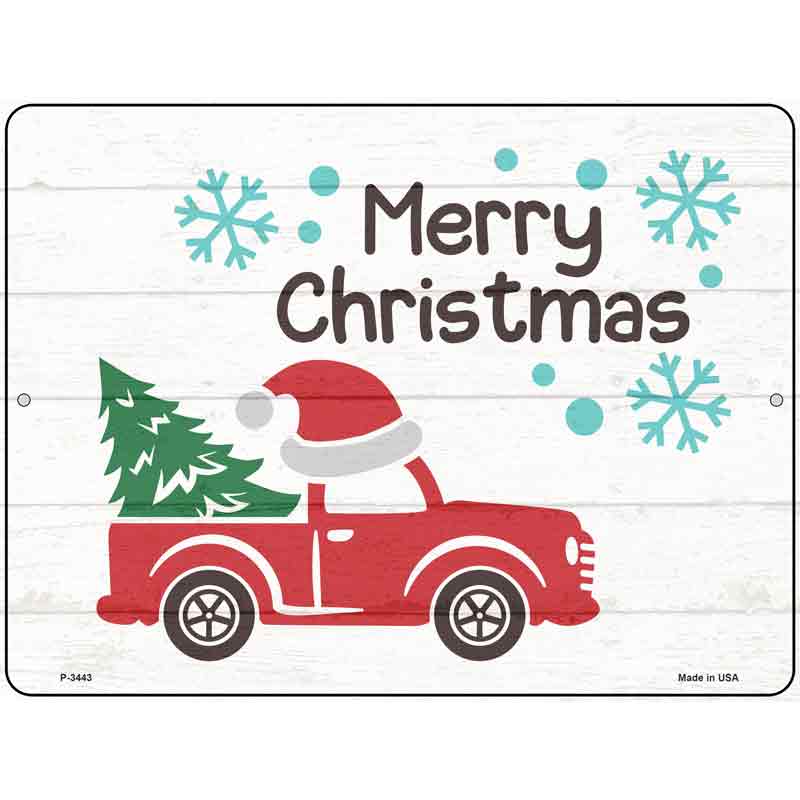 Merry Christmas Santa HAT Truck Wholesale Novelty Metal Parking Sign